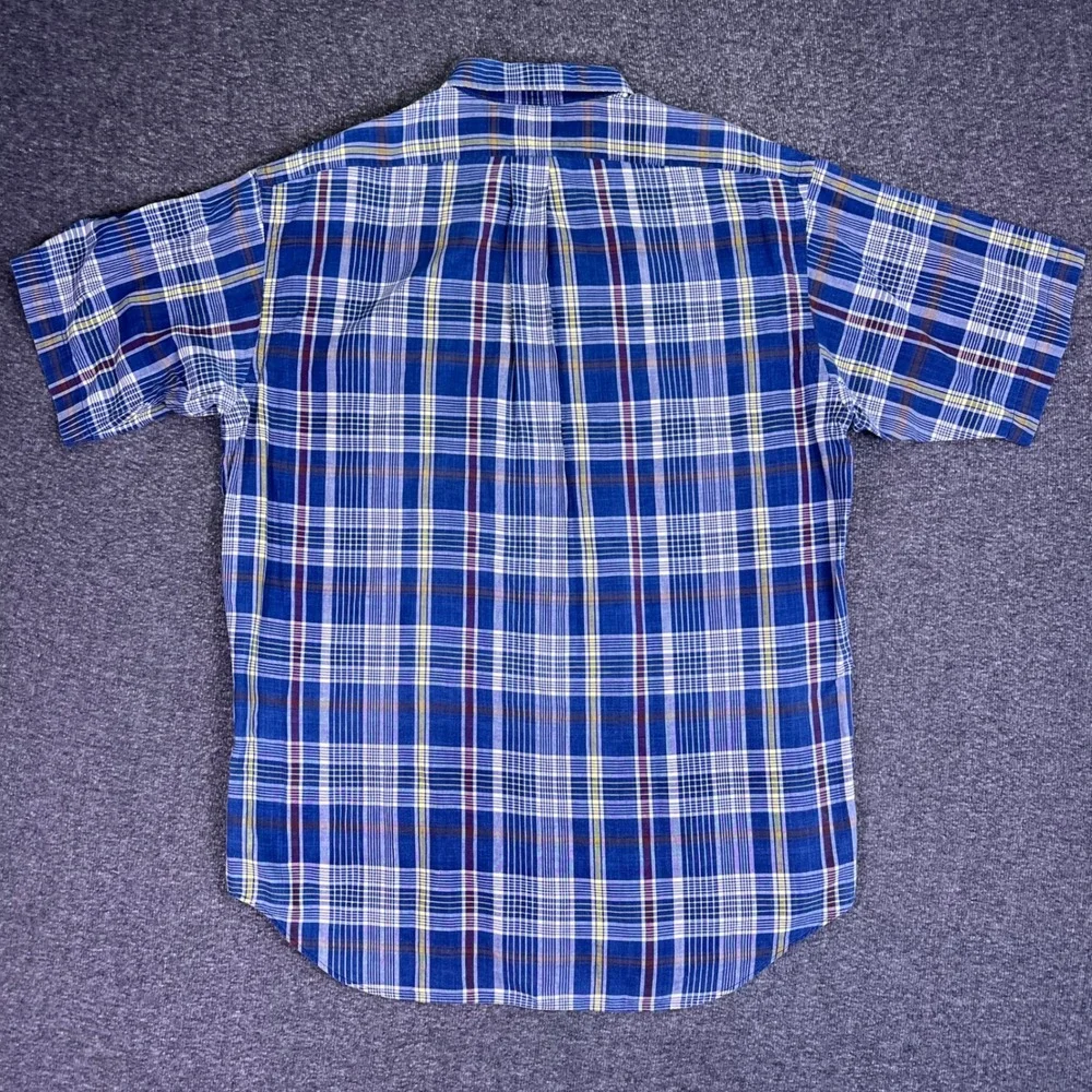 Ralph Lauren Shirt Mens L‎ Blue Plaid Blake Cotton Short Sleeve Classic Casual